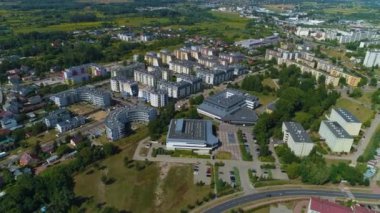 Estate Siedlce Osiedle Nowy Swiat Biblioteka Hava Görüntüsü Polonya. Yüksek kalite 4k görüntü