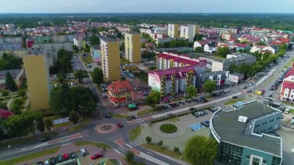 Downtown Housing Estate Ostroleka Osiedle Srodmiescie Aerial View Poland Vysoce — Stock video