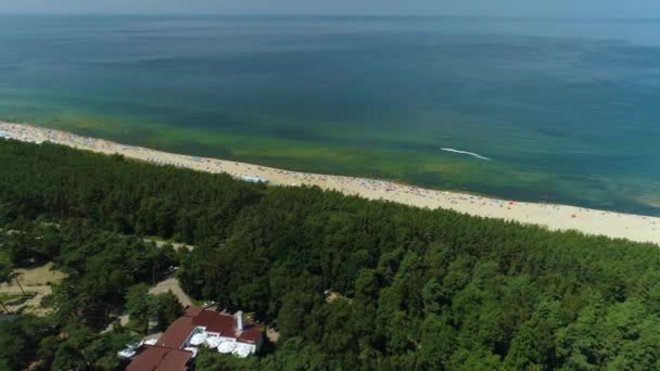 Strand Balti Tenger Krynica Morska Plaza Morze Baltyckie Aerial View — Stock videók