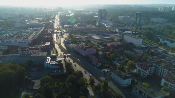 Street Jagiellonska Bridge Most Uniwersytecki Bydgoszcz Aerial View Poland Vysoce — Stock video