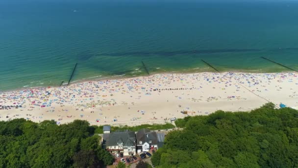 Strand Baltic Sea Ustka Plaza Morze Baltyckie Aerial View Poland — Stockvideo