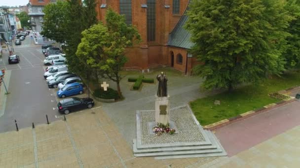 Catedral Monumento Jana Pawla Koszalin Pomnik Vista Aérea Polónia Imagens — Vídeo de Stock