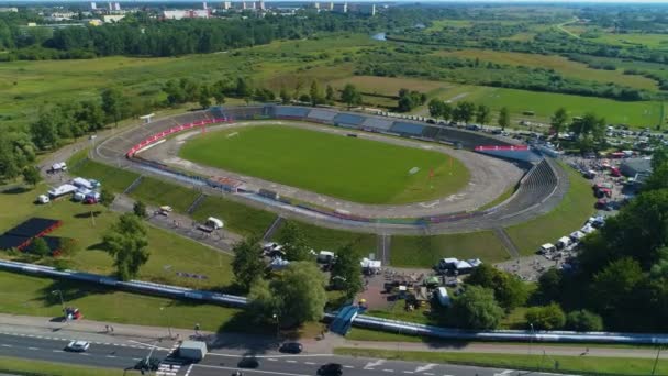 Stadio Gorski Konin Stadion Vista Aerea Polonia Filmati Alta Qualità — Video Stock