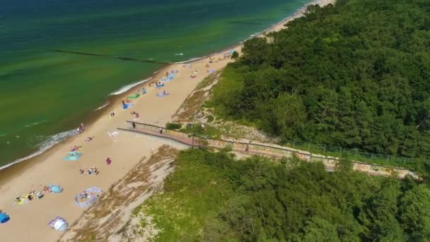 Strand Baltic Sea Wicie Plaza Morze Baltyckie Luftaufnahme Polen Hochwertiges — Stockvideo