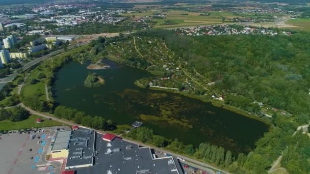 Landscape Zatorze Lake Konin Jezioro Aerial View Poland High Quality — Stock Video