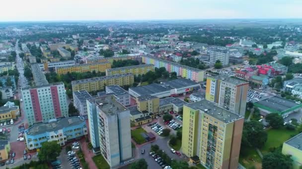 Schöne Siedlung Suwalki Bloki Osiedle Luftbild Polen Hochwertiges Filmmaterial — Stockvideo