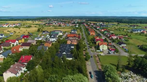Όμορφη Landscape Houses Leba Domy Piekny Krajobraz Αεροφωτογραφία Πολωνία Υψηλής — Αρχείο Βίντεο