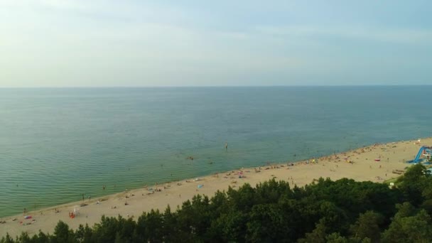 Beautiful Beach Stegna Plaza Aerial View Poland High Quality Footage — Stock Video