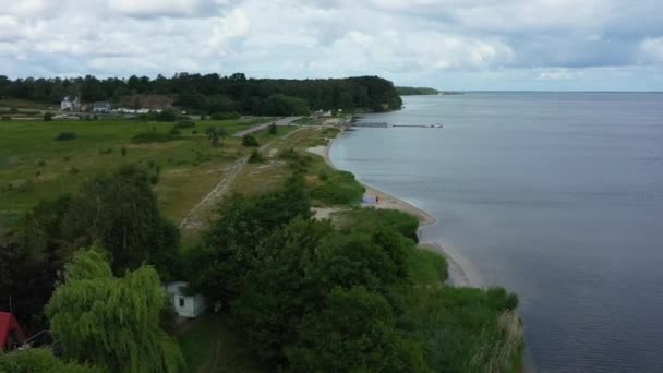 Beach Baltic Sea Oslonino Plaza Morze Baltyckie Aerial View Poland — Stock Video