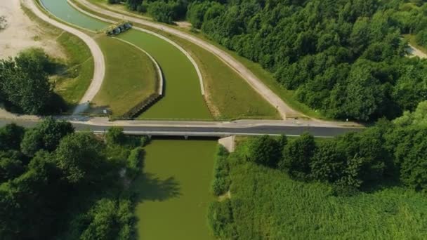 Puente Hermoso Canal Jamno Kanal Mielno Vista Aérea Polonia Imágenes — Vídeo de stock