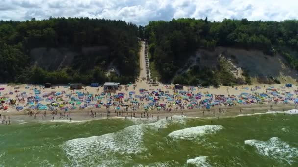Plaj Baltık Denizi Jastrzebia Gora Plaza Morze Baltyckie Hava Manzaralı — Stok video