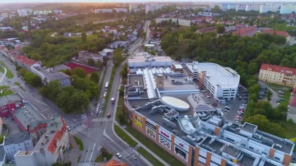 Shopping Mall Askana Galeria Gorzow Wielkopolski Aerial View Poland High — Stock Video