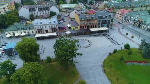 Maria Konopnicka Square Downtown Suwalki Centrum Plac Aerial View Lengyelország — Stock videók