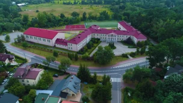 Piaseczno Szkola Daki Okul Aleja Kalin Hava Görüntüsü Polonya Yüksek — Stok video