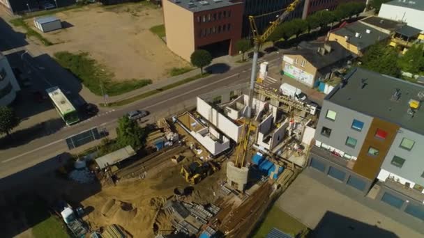 Building Construction Wejherowo Budowa Budynku Aerial View Poland High Quality — Stock Video