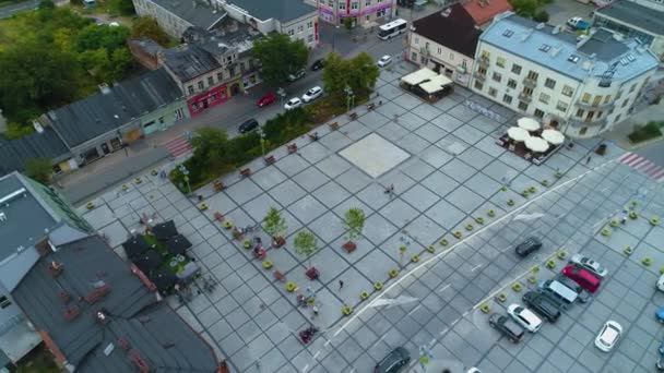 Πλατεία Pilsudski Συντριβάνι Piaseczno Plac Fontana Aerial View Πολωνία Υψηλής — Αρχείο Βίντεο