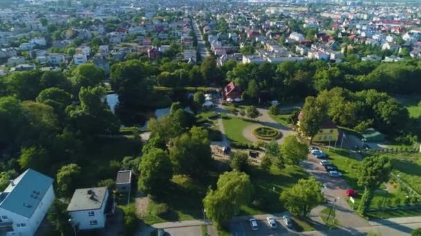 Beautiful Park Starowiejski Rumia Dom Kultury Aerial View Poland High — Stock Video