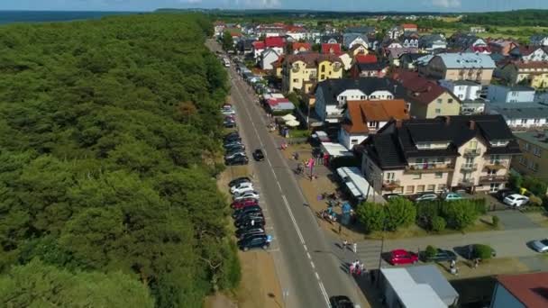 Main Street Landscape Karwia Piekny Krajobraz Aerial View Lengyelország Kiváló — Stock videók