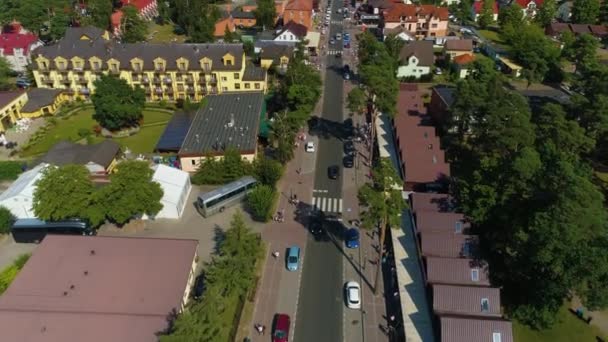 Центр Souvenir Shops Niechorze Sklepiki Centrum Aerial View Poland Кадри — стокове відео
