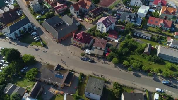Top Center Niechorze Ulica Kolejowa Aerial View Polen Hoge Kwaliteit — Stockvideo