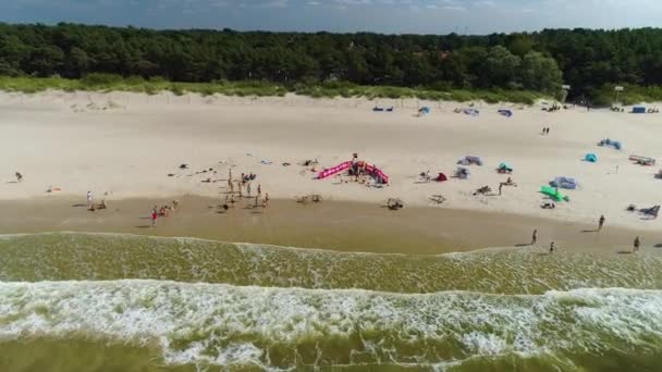 Plage Mer Baltique Niechorze Plaza Morze Baltyckie Vue Aérienne Pologne — Video