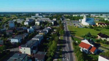 Panorama Kilisesi Konin Parafia Milosierdzia Bozego Hava Görüntüsü Polonya. Yüksek kalite 4k görüntü