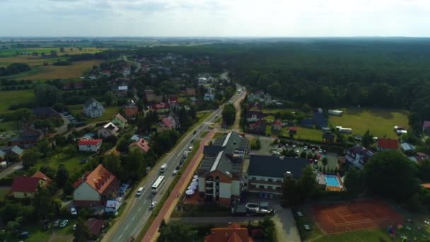 Beautiful Landscape Main Street Katy Rybackie Krajobraz Aerial View Poland — стокове відео