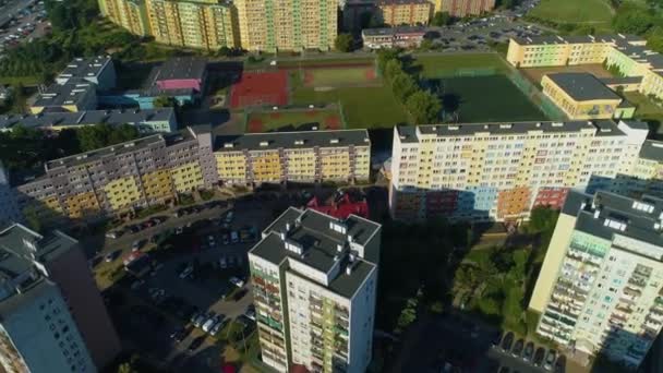 Schöne Landschaft Siedlung Lubin Krajobraz Osiedle Luftbild Polen Hochwertiges Filmmaterial — Stockvideo