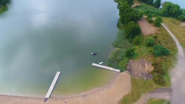 Воздушный Вид Польши Озеро Езёро Высококачественные Кадры — стоковое видео