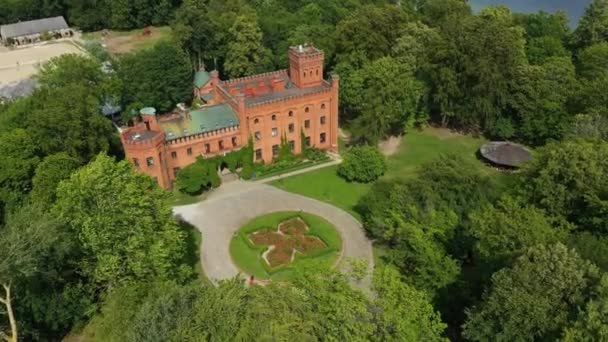 Castle Oslonino Zamek Aerial View Poland High Quality Footage — Stock Video