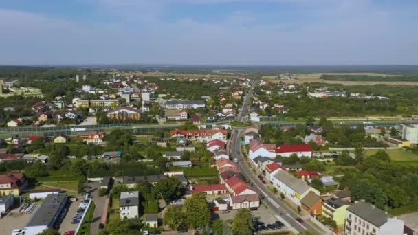 Όμορφο Τοπίο Rondo Konskie Αεροφωτογραφία Πολωνία Υψηλής Ποιότητας Πλάνα — Αρχείο Βίντεο