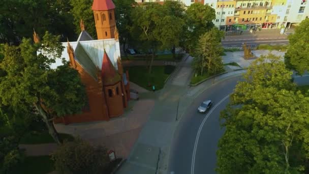Ortodoxní Kostel Stargard Cerkiew Piotra Pawla Aerial View Polsko Vysoce — Stock video
