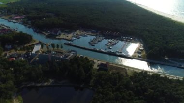 Yat Limanı Leba Limanı Jachtowy Havaalanı Görünümü Polonya. Yüksek kalite 4k görüntü