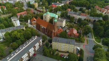 Slupsk Kilisesi Kosciol Swietego Jacka Hava Manzarası Polonya. Yüksek kalite 4k görüntü