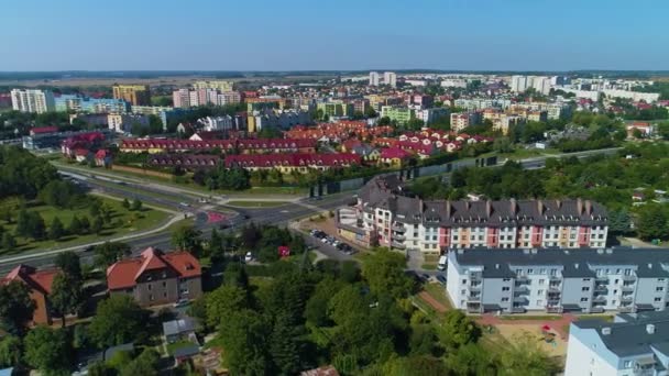 Panorama Cottages Lubin Domy Krajobraz Pemandangan Udara Polandia Rekaman Berkualitas — Stok Video