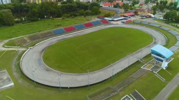Speedway Football Stadium Pila Stadion Zuzlowo Pilkarski Aerial View Lengyelország — Stock videók