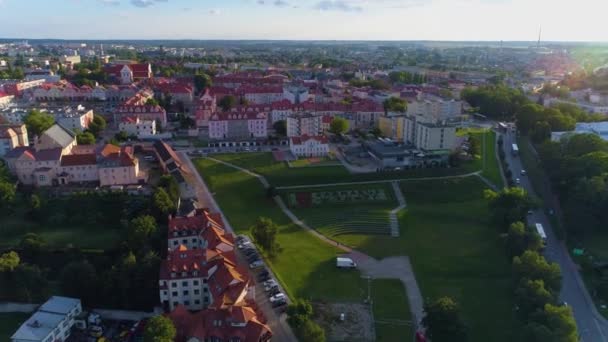 Band Shell Square Lomza Muszla Koncertowa Aerial View Polen Hoge — Stockvideo