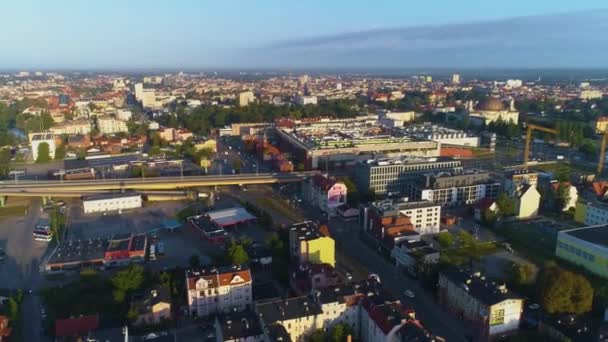 Street Jagiellonska Bridge Mest Uniwersytecki Bydgoszcz Flygfoto Polen Högkvalitativ Film — Stockvideo