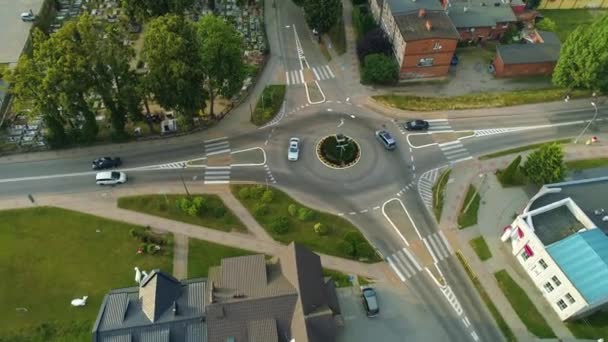 Rondo Centrum Puck Krajobraz Hava Görüntüsü Polonya Yüksek Kalite Görüntü — Stok video