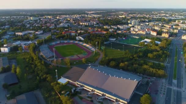 Panorama Elana Club Stadium Torun Stadion Klubu Sportowego Aerial View — Stock video