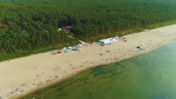 Пляж Балтійського Моря Stegna Plaza Morze Baltyckie Aerial View Poland — стокове відео