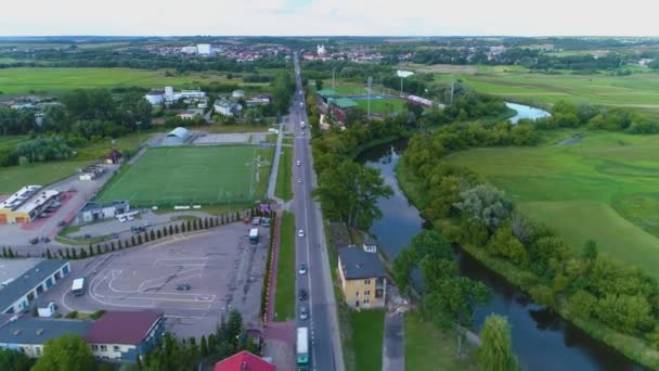 Güzel Peyzaj Nehri Narew Lomza Krajobraz Hava Manzarası Polonya Yüksek — Stok video