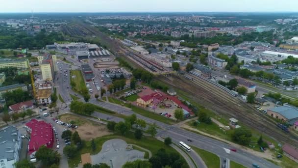 Panorama Bahnhof Gleise Bialystok Krajobraz Stacja Luftaufnahme Polen Hochwertiges Filmmaterial — Stockvideo