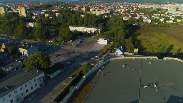 Prachtig Council Park Rumia Urzad Miasta Luchtfoto Uitzicht Polen Hoge — Stockvideo