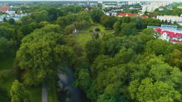 Sienkiewicz Park Wloclawek Gardens Ogrody Aerial View Poland High Quality — Stock Video