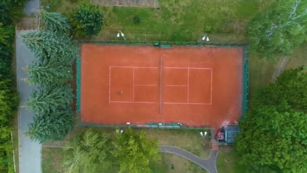 Tennisbana Biala Podlaska Boisko Tenisa Flygfoto Polen Högkvalitativ Film — Stockvideo