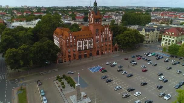 Rat Slupsk Ratusz Urzad Miasta Plac Zwyciestwa Luftaufnahme Polen Hochwertiges — Stockvideo