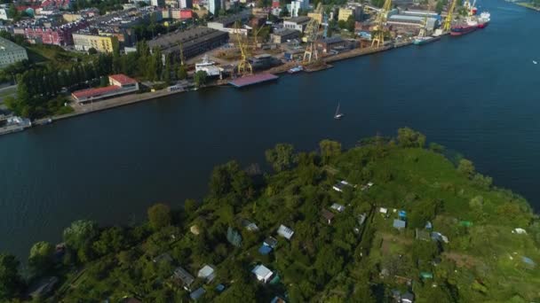 Piękna Panorama Szczecina Krajobraz Aerial View Poland Wysokiej Jakości Materiał — Wideo stockowe