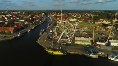 Eğlence Parkı Leba Wesole Miasteczko Hava Manzarası Polonya. Yüksek kalite 4k görüntü