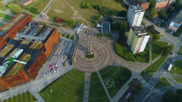 Gdansk Plac Solidarnosci Aerial View Poland团结广场全景高质量的4K镜头 — 图库视频影像